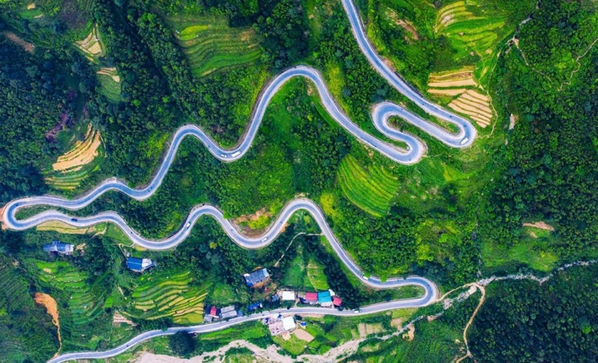 Ma Pi Leng Pass with dramatic cliffs and winding mountain roads in Ha Giang.