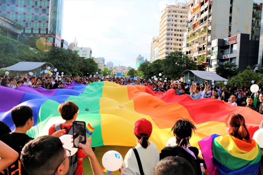 LGBT travel Vietnam – Saigon Pride celebration with rainbow flag