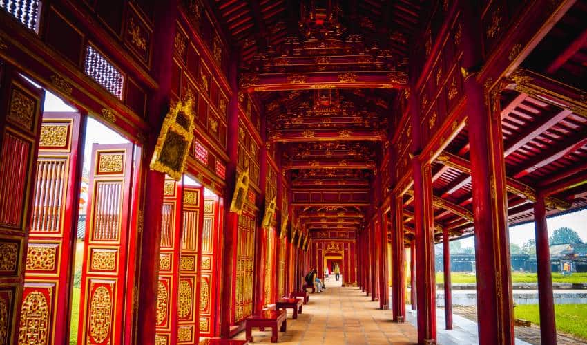 Courtyard and historic architecture inside Hue Imperial City