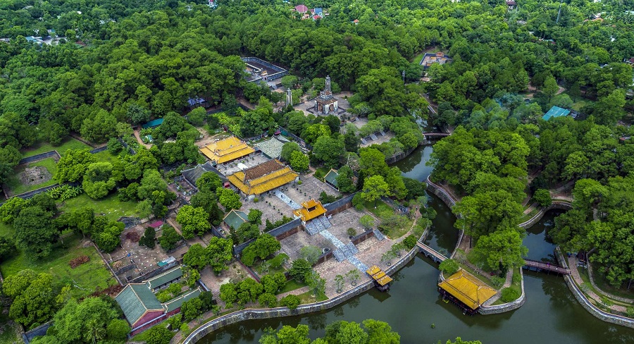 Tomb of Tu Duc in Hue with peaceful garden and lake