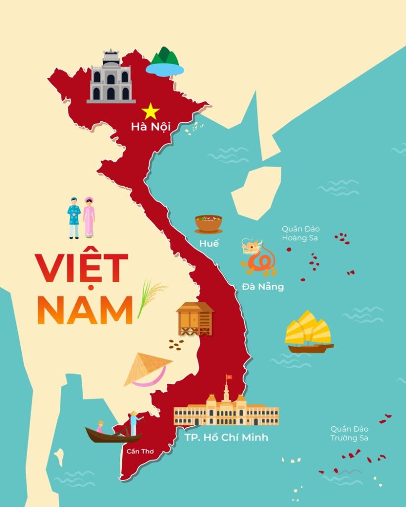 Vietnam Travel Guide route map for first-time visitors