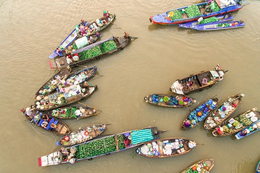 Mekong Delta floating markets and river life