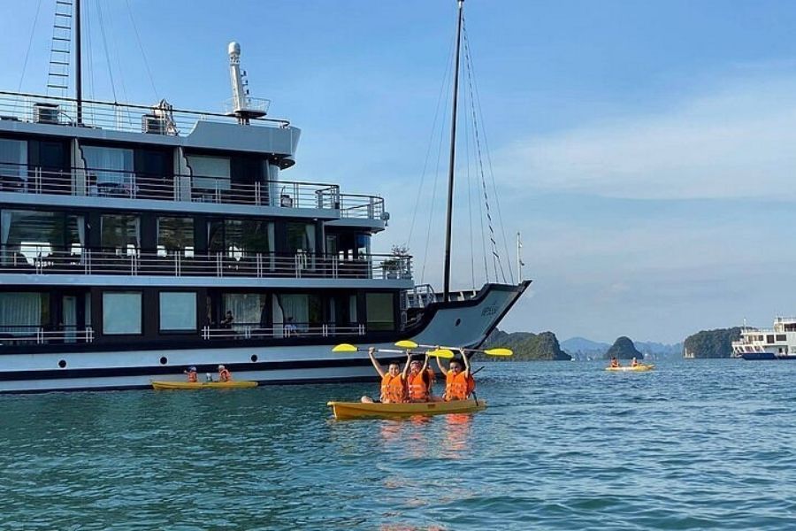 Ha Long Bay cruise stop on Vietnam culture tours