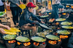 Vietnamese street food experience on Vietnam culture tours