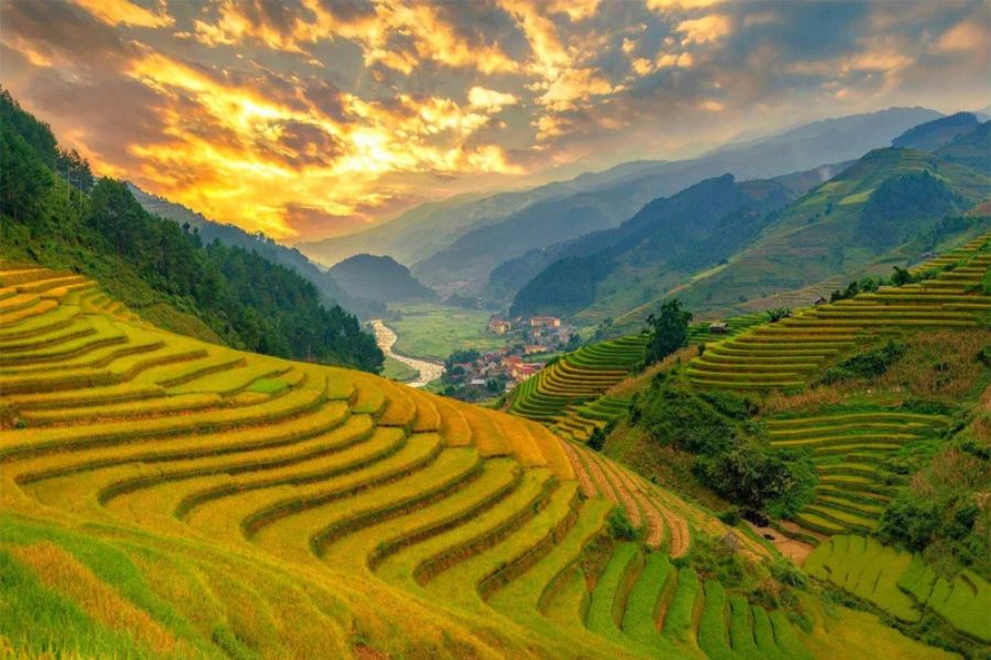 Northern Vietnam landscape during the best travel season