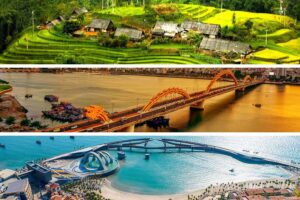 Vietnam in February with misty mountains, lantern towns, and tropical beaches