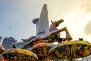 Street decorations during Vietnam Lunar New Year in Ho Chi Minh City