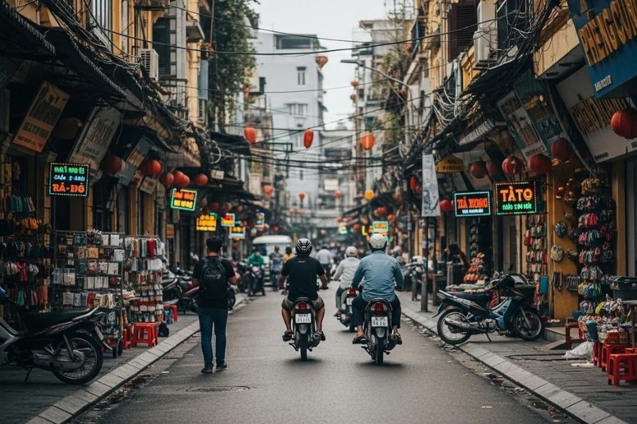 hanoi old quarter traditional street life vietnam