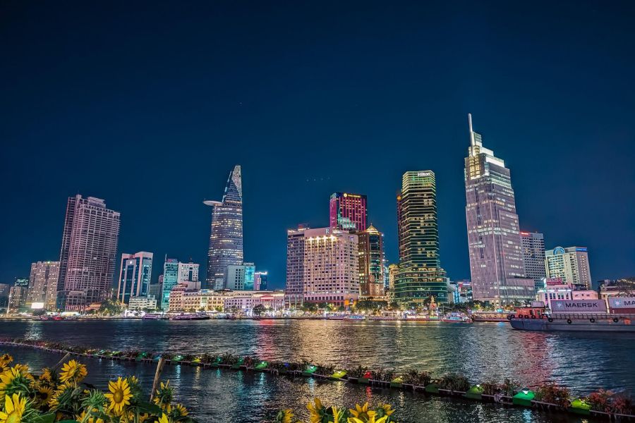 ho chi minh city skyline night vietnam