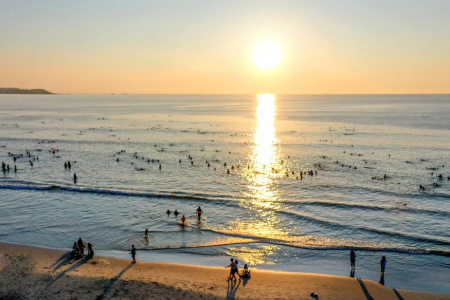 Sunny beach weather in Central Vietnam during May