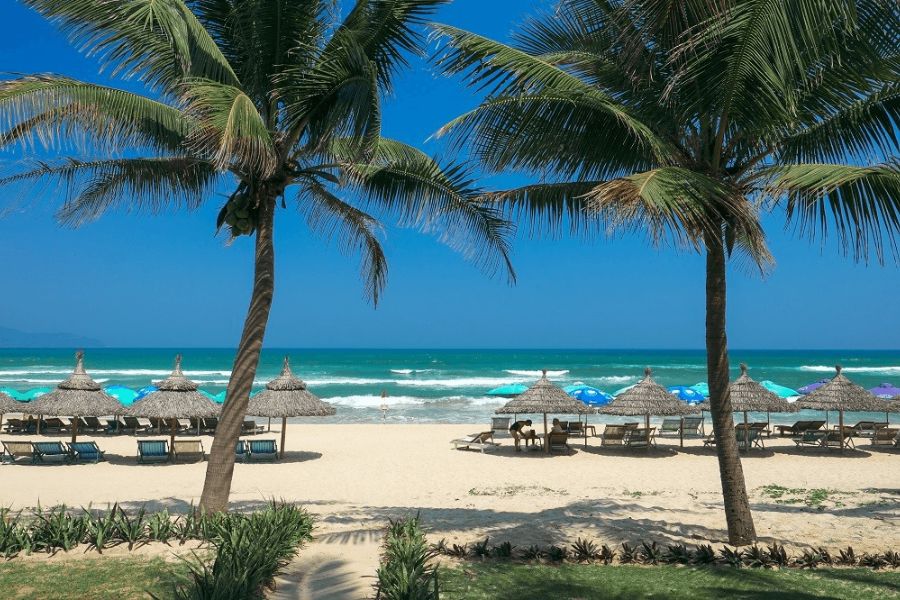Sunny beach weather in Central Vietnam during May