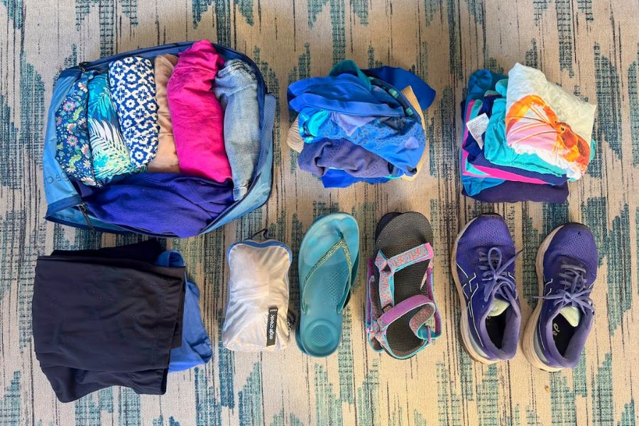 Lightweight clothing and walking shoes for Vietnam summer travel
