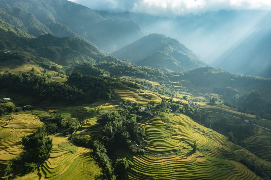 Scenic landscapes in Northern Vietnam during May