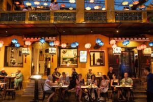 Traveler enjoying a peaceful café experience during slow travel in Vietnam