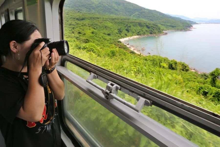 Traveler enjoying Vietnam Train Travel