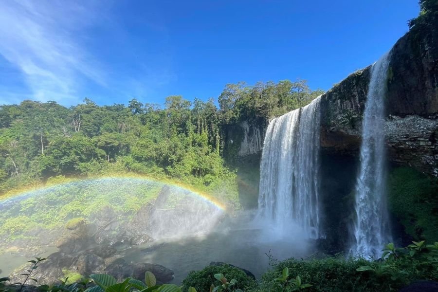 K50 Waterfall surrounded by pristine forest in Gia Lai, Vietnam