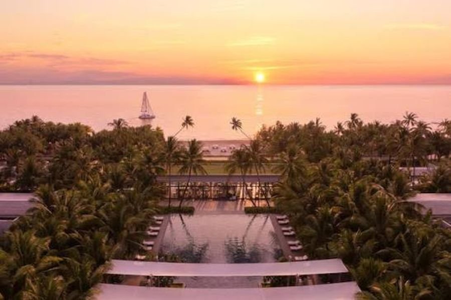 Sunset at Regent Phu Quoc luxury resort in Vietnam