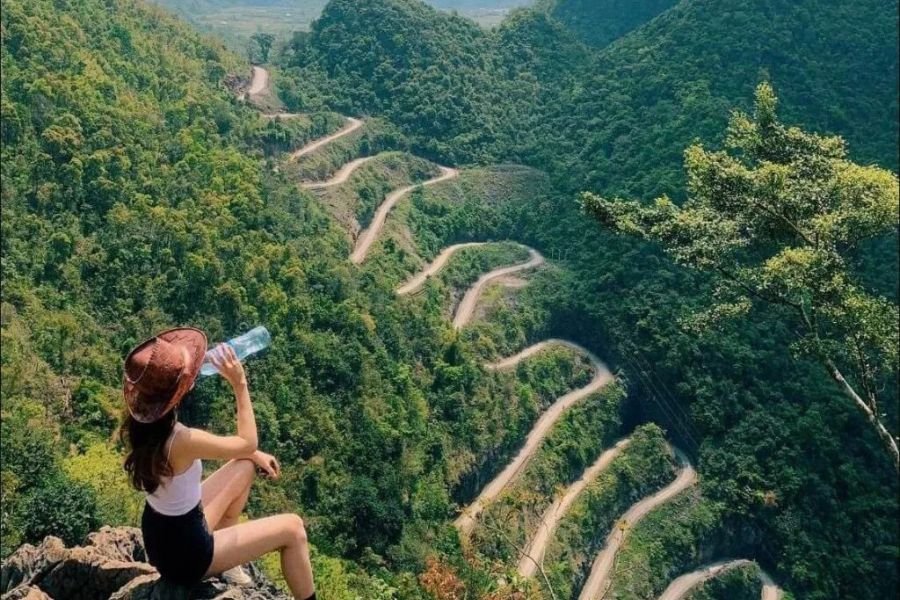 Solo traveler enjoying the Ha Giang Loop in northern Vietnam