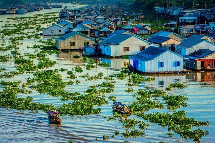 Traditional river life in Chau Doc, An Giang, Vietnam