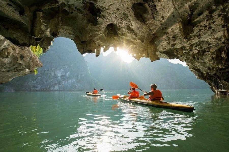 Kayaking activities in Ha Long Bay