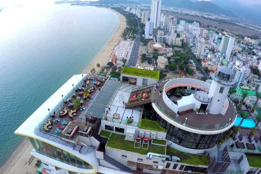 SKY36 rooftop bar overlooking Da Nang and the Han River