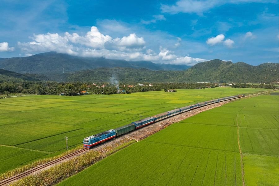 Vietnam Train Travel through scenic countryside