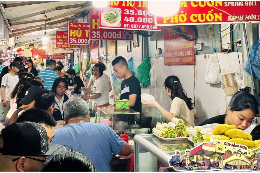 Dong Xuan Market food experience in Hanoi