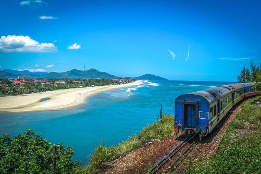 Scenic train journey along Hai Van Pass between Hue and Da Nang