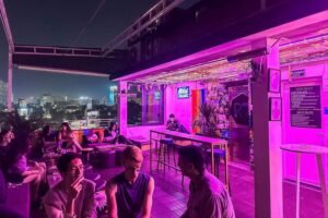 Welcoming nightlife atmosphere at a bar in Hanoi