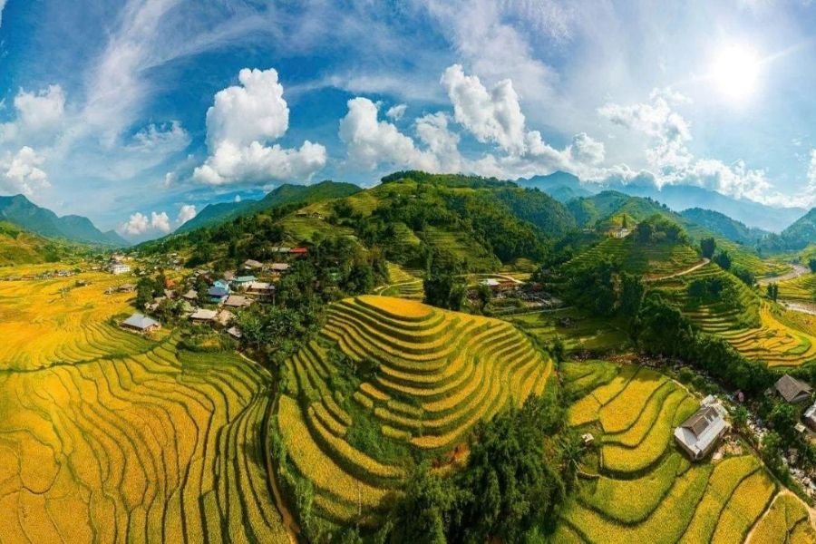 Beautiful rice terraces in Muong Hoa Valley Sapa Vietnam